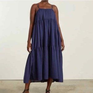 Everlane Womens True Navy The Billow Tiered Maxi Dress  Size L